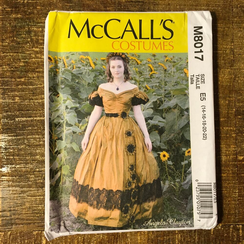 McCalls Sewing Pattern M8017 Outlander Civil War Off Shoulder Dress 14-22 UNCUT
